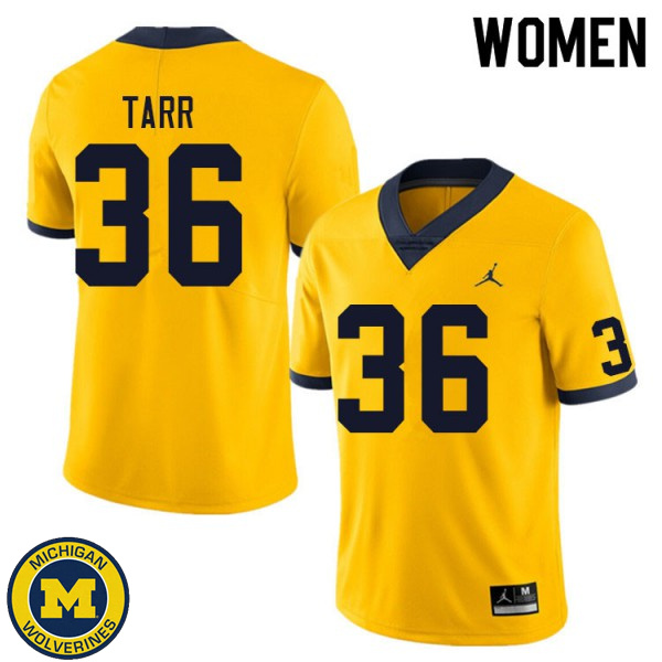 Womens Michigan Wolverines #36 Greg Tarr Yellow University Jersey